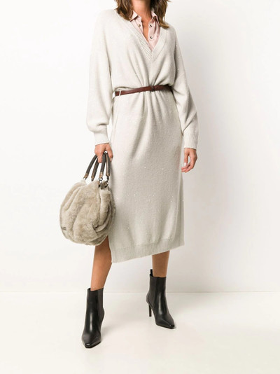 Brunello Cucinelli sequin-embroidered knit dress outlook