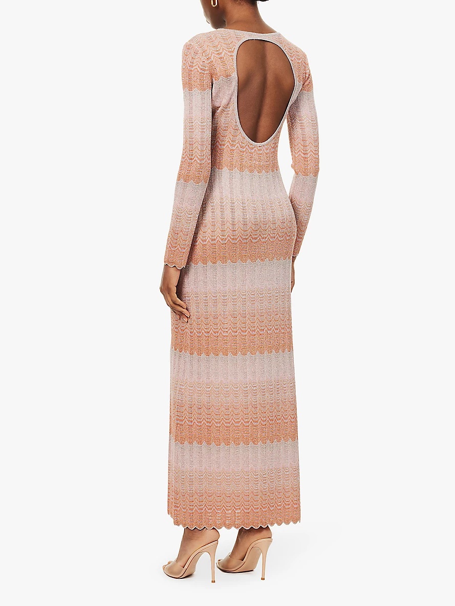 Cut-out metallic-weave knitted maxi dress - 3