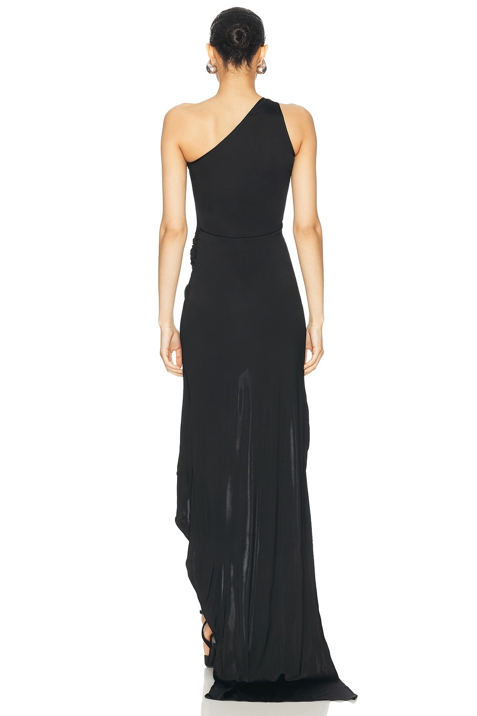 Crystal Buckle Asymmetric Skirt Dress - 4