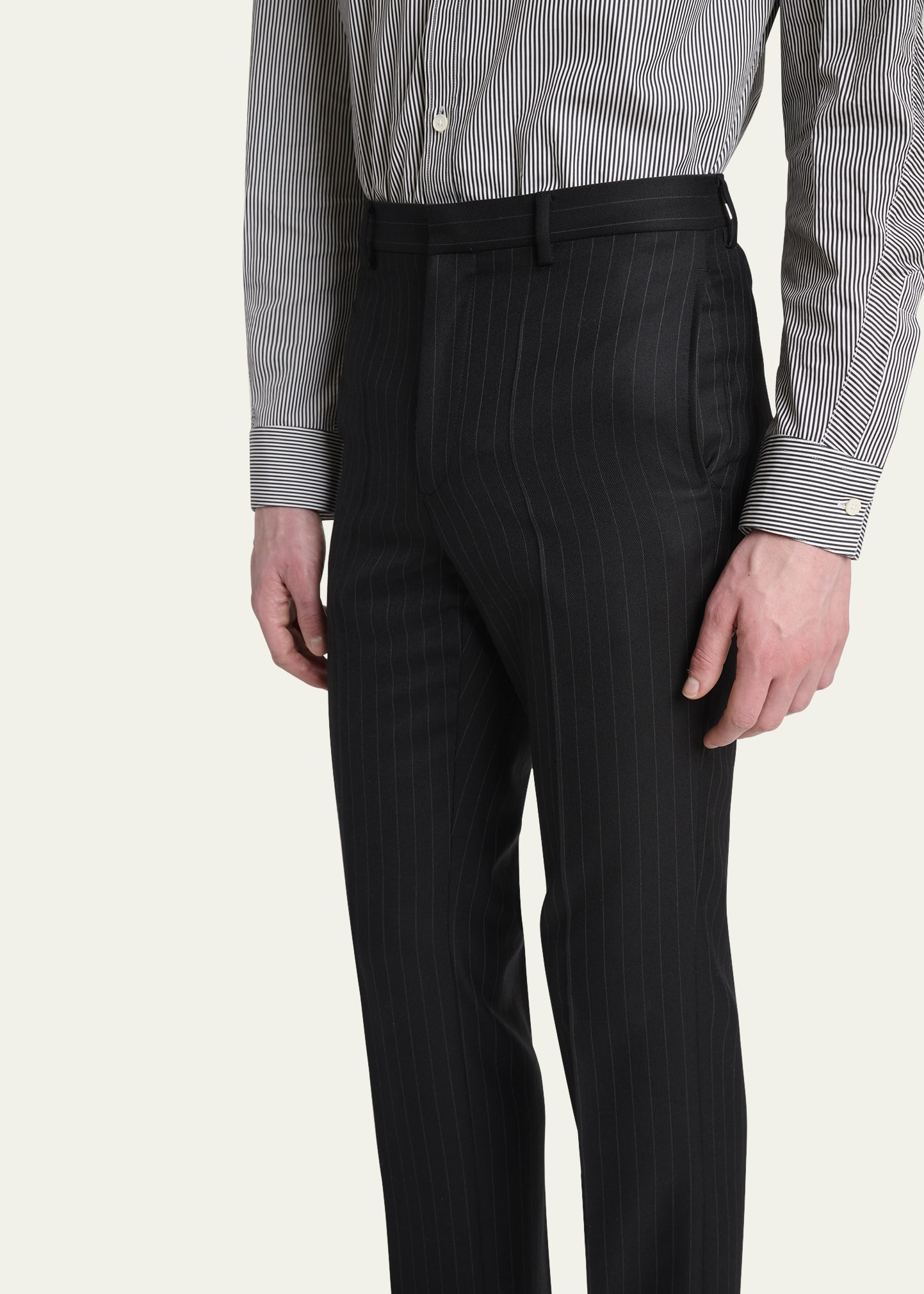 Men's Classic-Fit Pinstripe Formal Trousers - 4