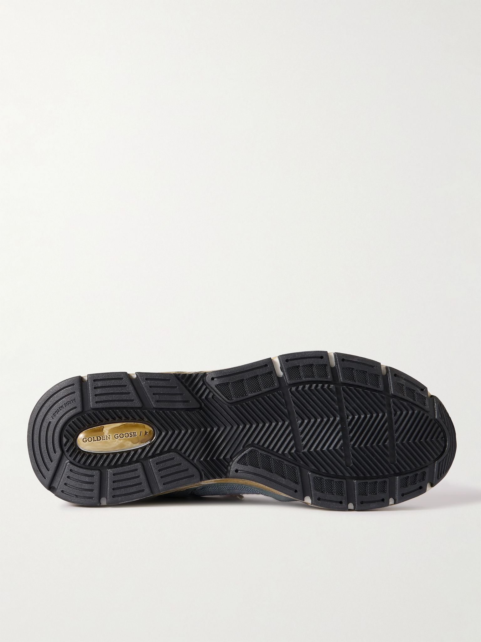 Running Dad Distressed Rubber and Leather-Trimmed Mesh and Suede Sneakers Blue - 3