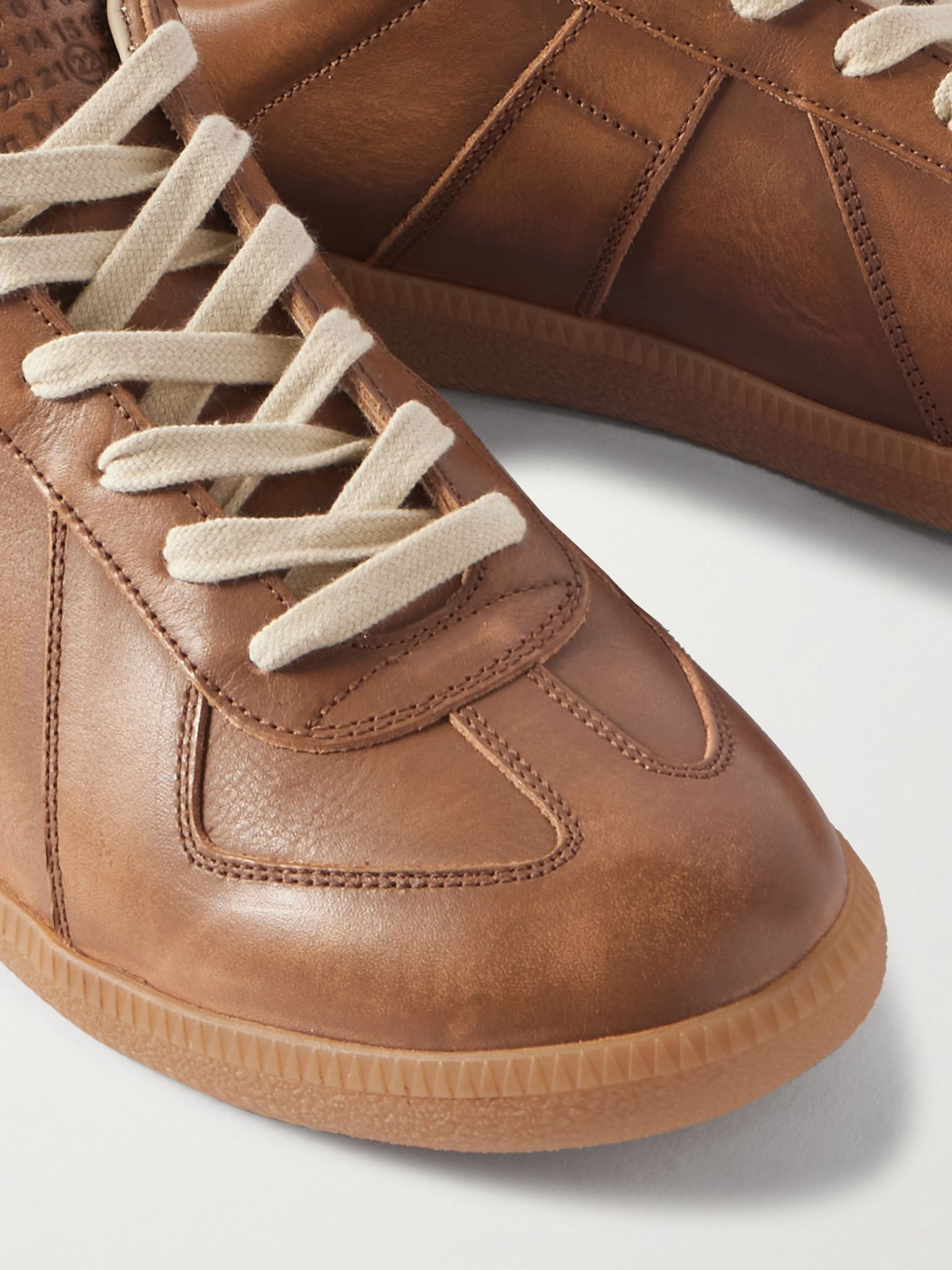 Replica Burnished-Leather Sneakers Tan - 5
