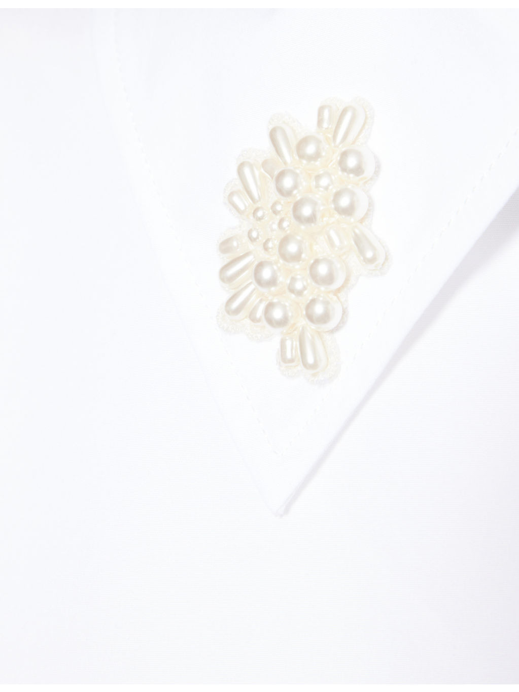 Beads-Embellishment Wide-Cuffs Cotton-Poplin Shirt - 7