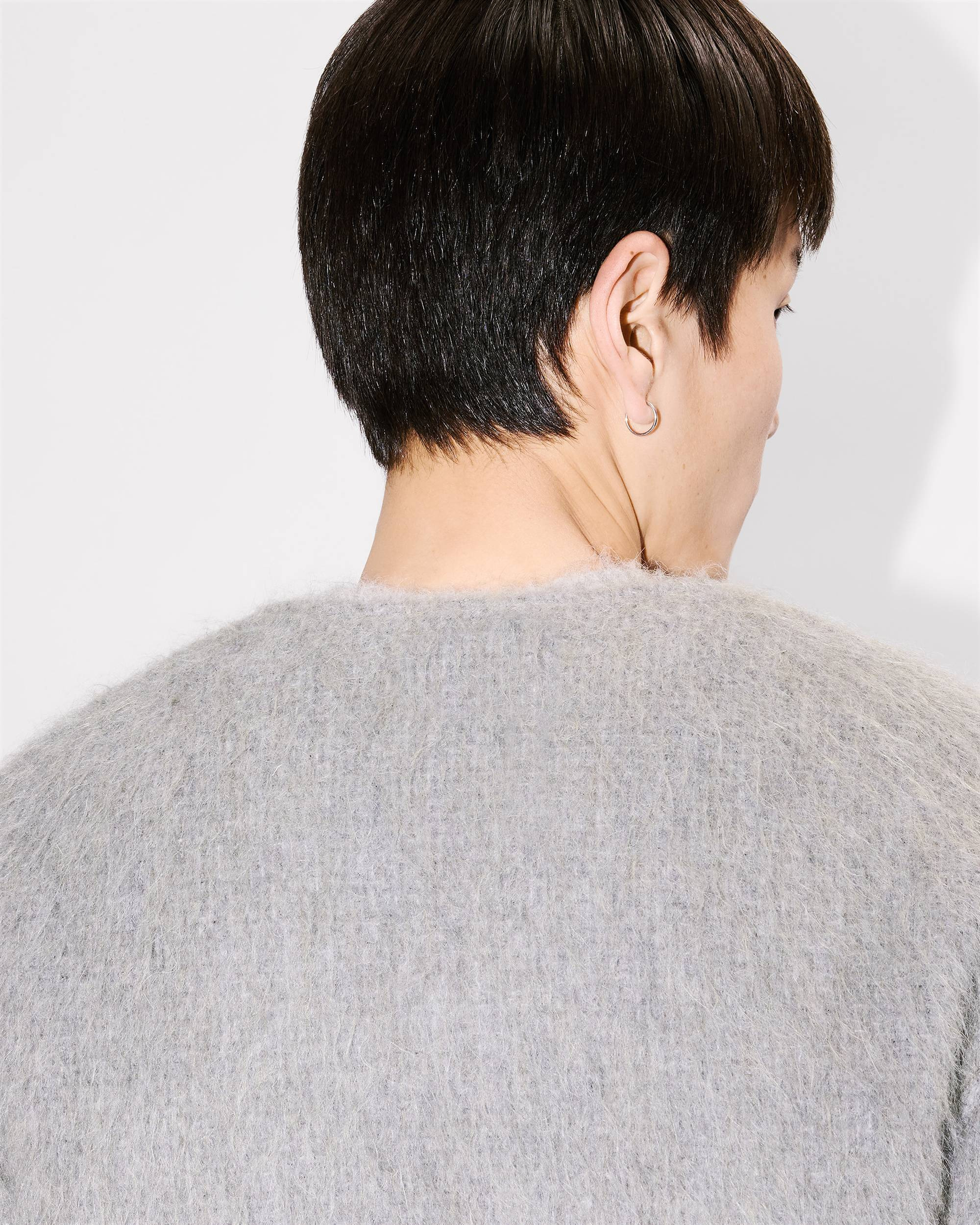Collarless jacket in hairy wool alpaca and mohair - 8