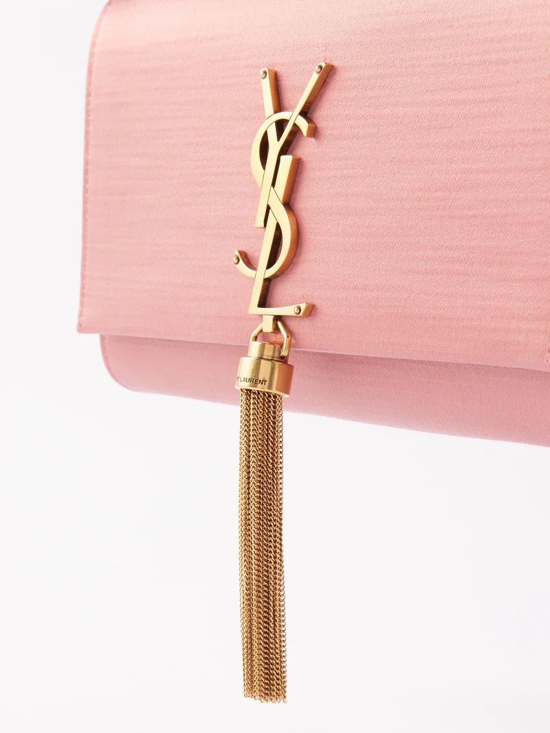 Pink Kate chain-tassel satin cross-body bag, Saint Laurent