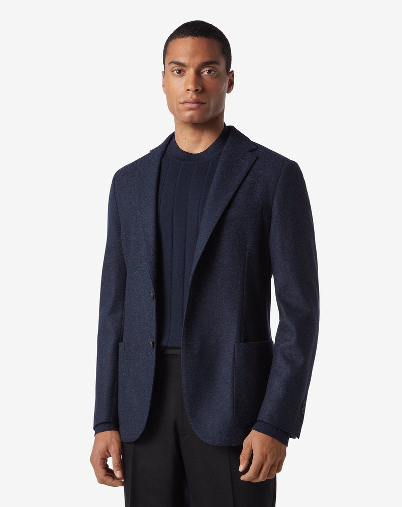 CORNELIANI Navy blue 2-button jersey wool jacket outlook