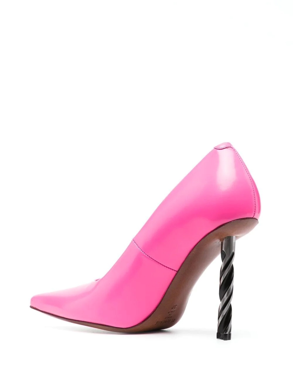 drill-heel leather pumps - 3