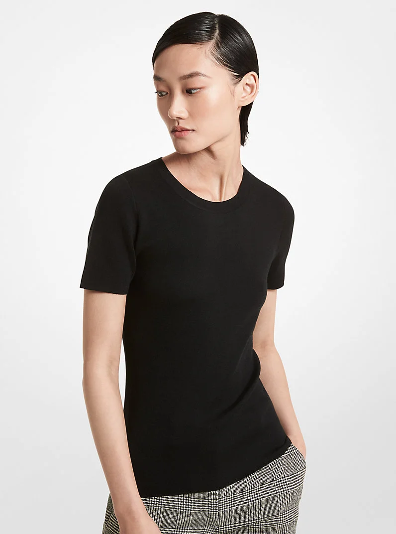 Cashmere Short-Sleeve Sweater - 1