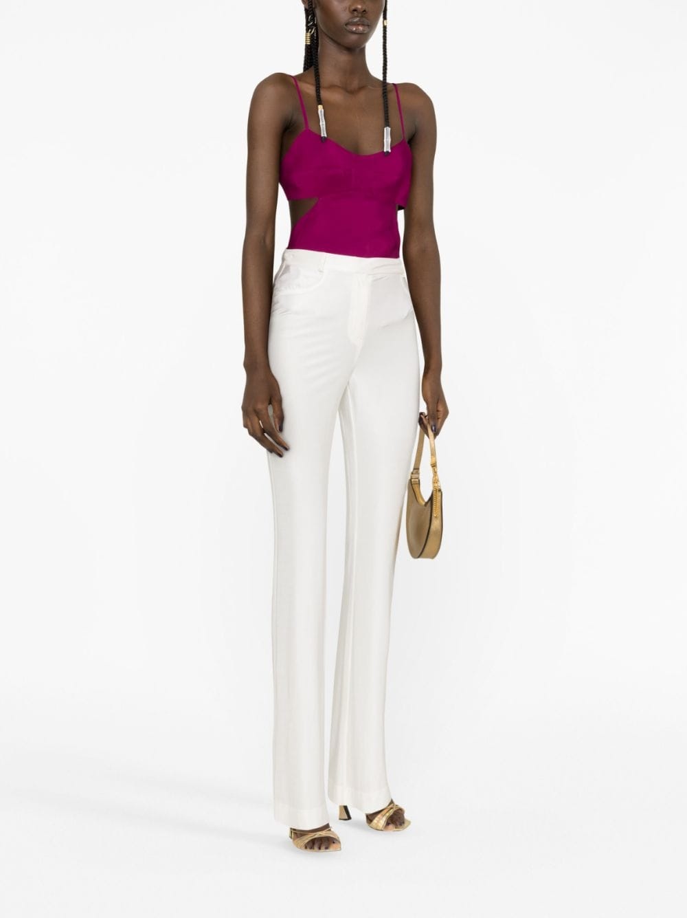 flared satin trousers - 3