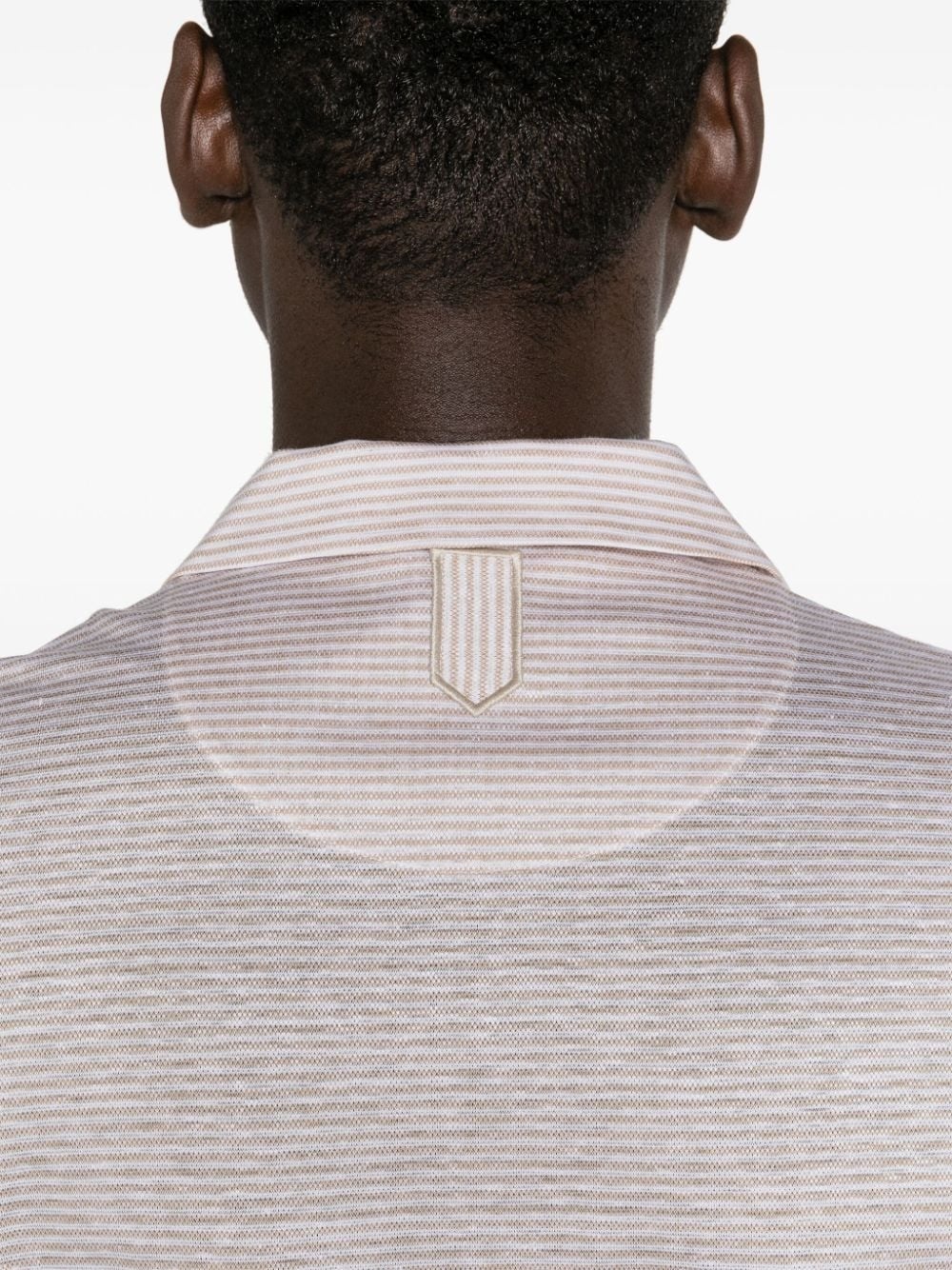 striped linen blend polo shirt - 5