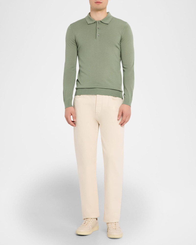 REISS Men's Trafford Merino Wool Long-Sleeve Polo Shirt outlook