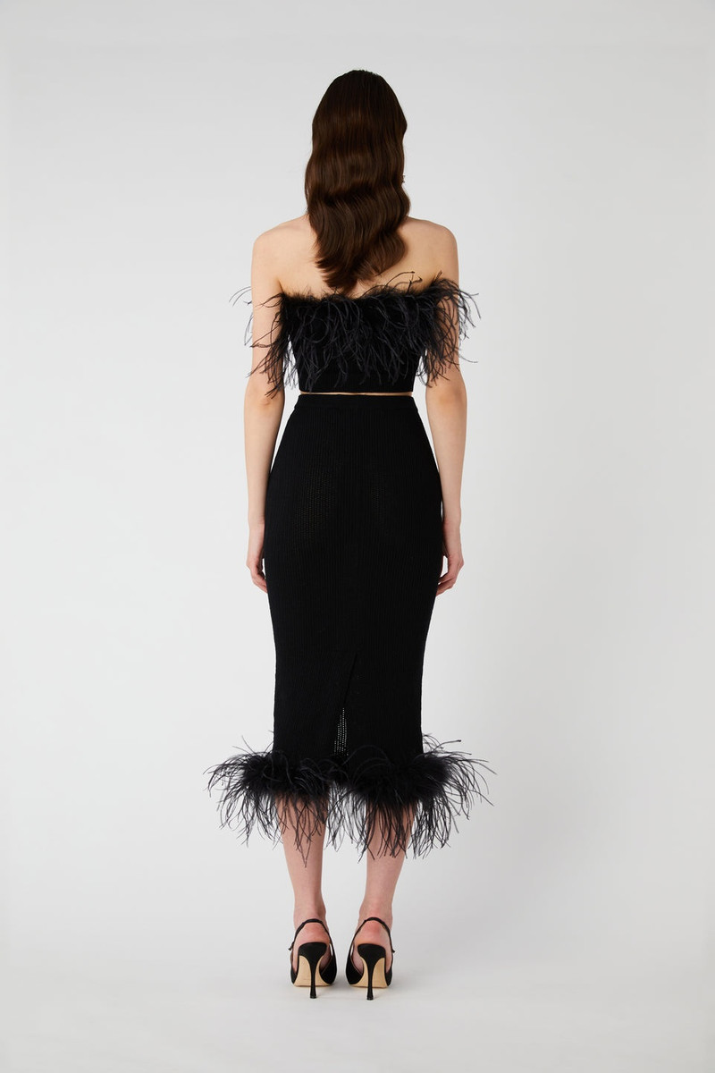 WOOL BLEND KNITTED SKIRT WITH FEATHERS 5