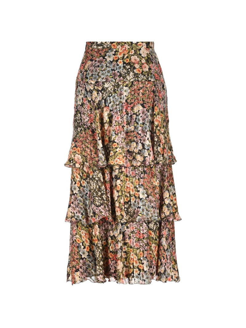 Valentino ruffled floral-print skirt outlook
