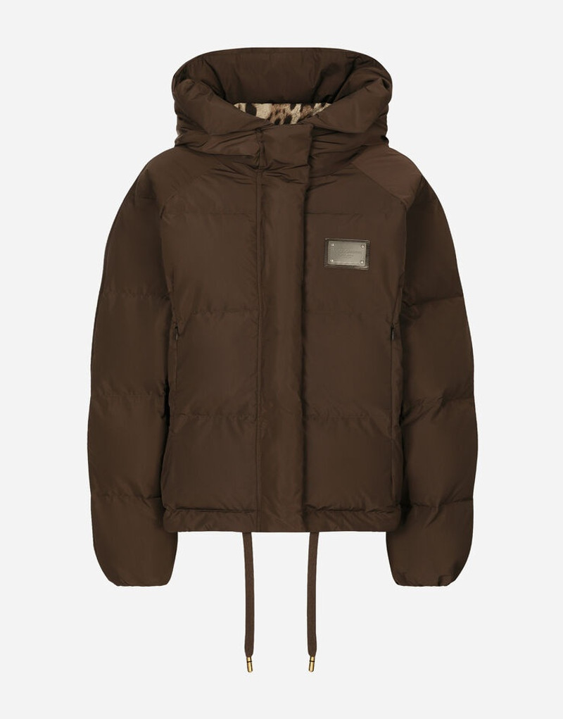 Padded nylon jacket with logo tag - 1