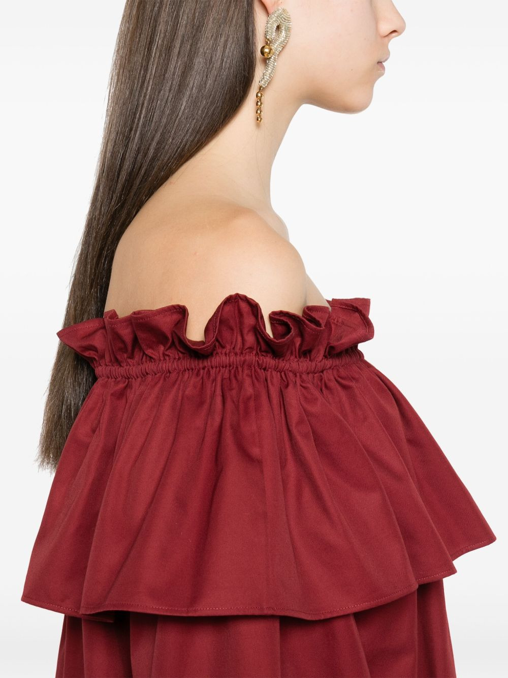 Saint Laurent ruffled cotton mini dress - 4