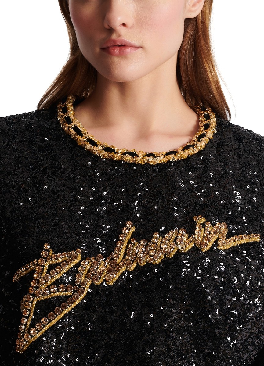 Short T-Shirt embroidered with sequins - 4