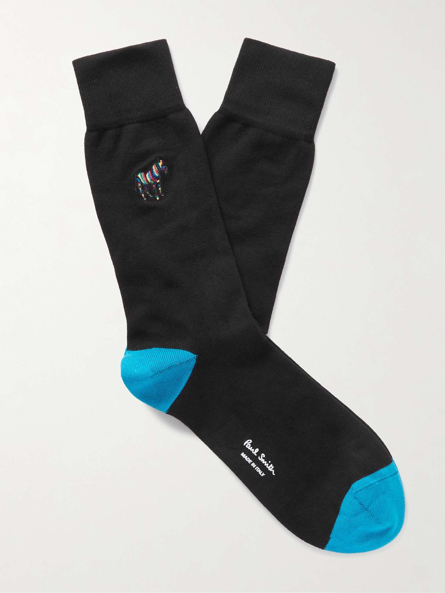 Embroidered Cotton-Blend Socks - 1