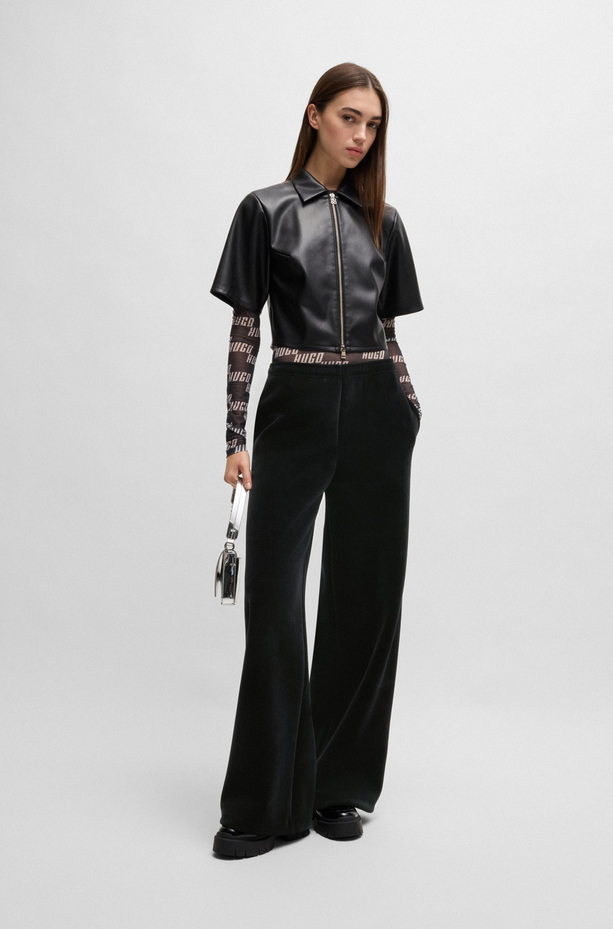 RELAXED-FIT TRACKSUIT BOTTOMS IN STRETCH VELOUR - 3