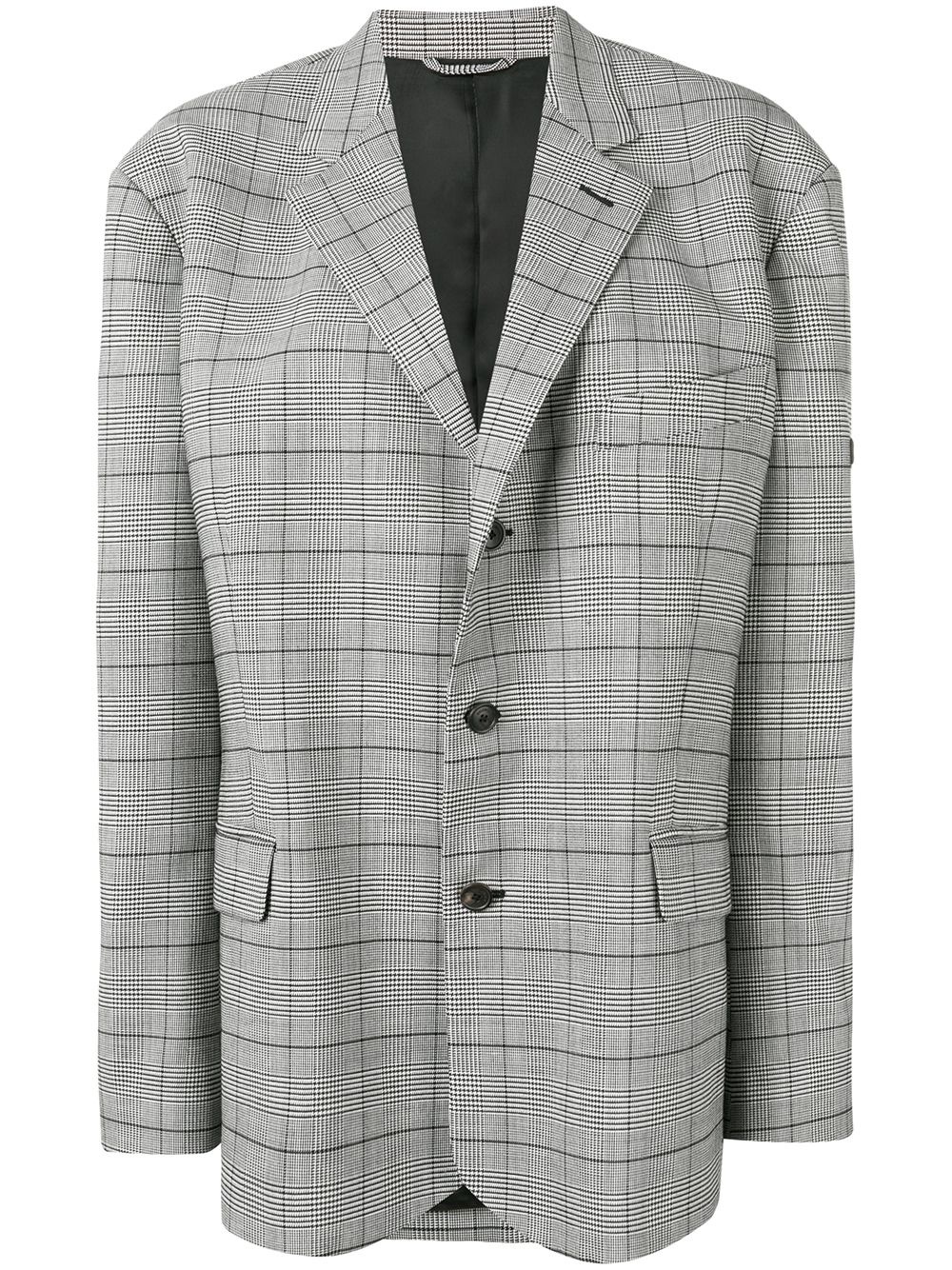 checked single breasted jacket - 1