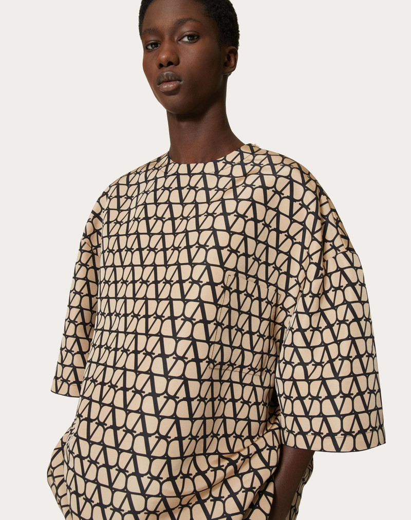 SILK FAILLE CREW NECK T-SHIRT WITH ALL-OVER TOILE ICONOGRAPHE PRINT 5