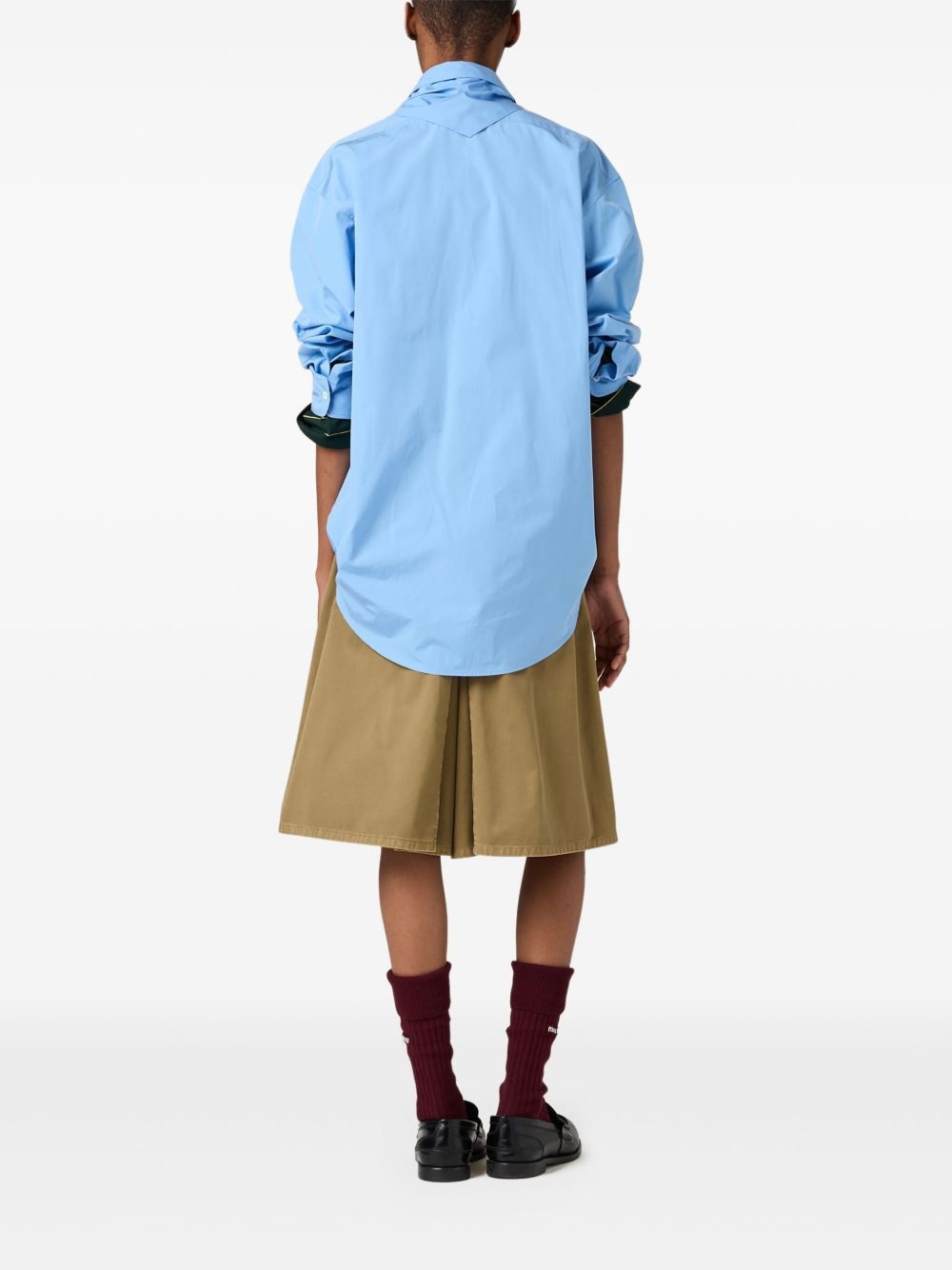 scarf-detail poplin shirt - 3