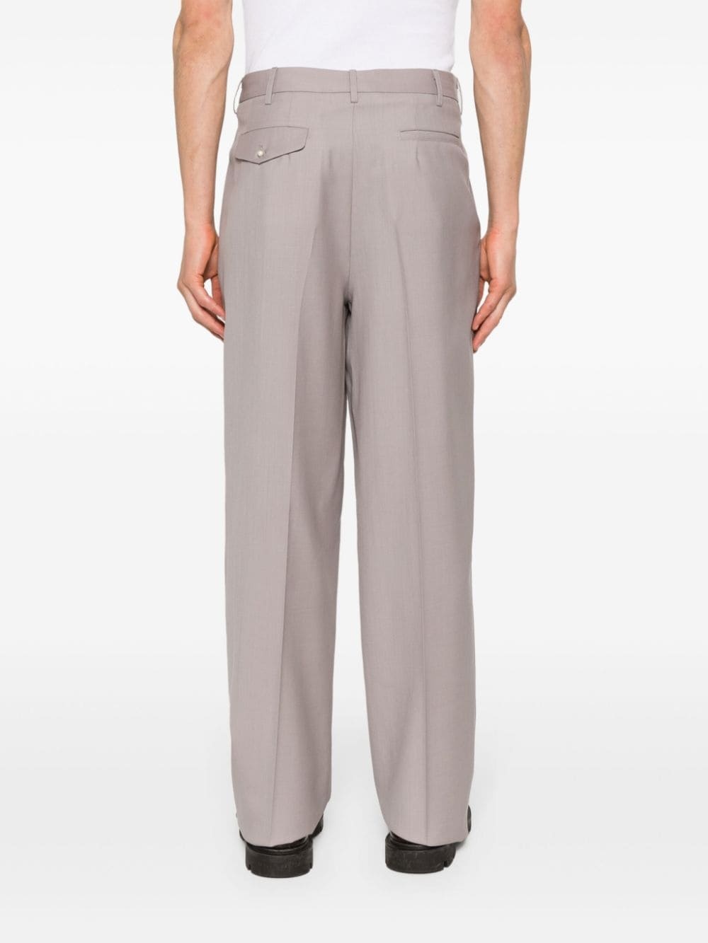 pleat-detail twill trousers - 4