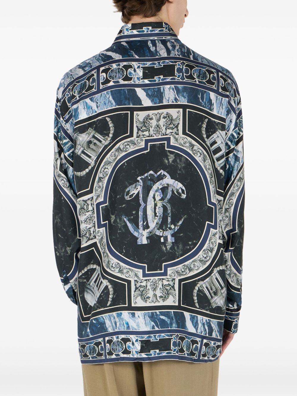 marble-print shirt - 3