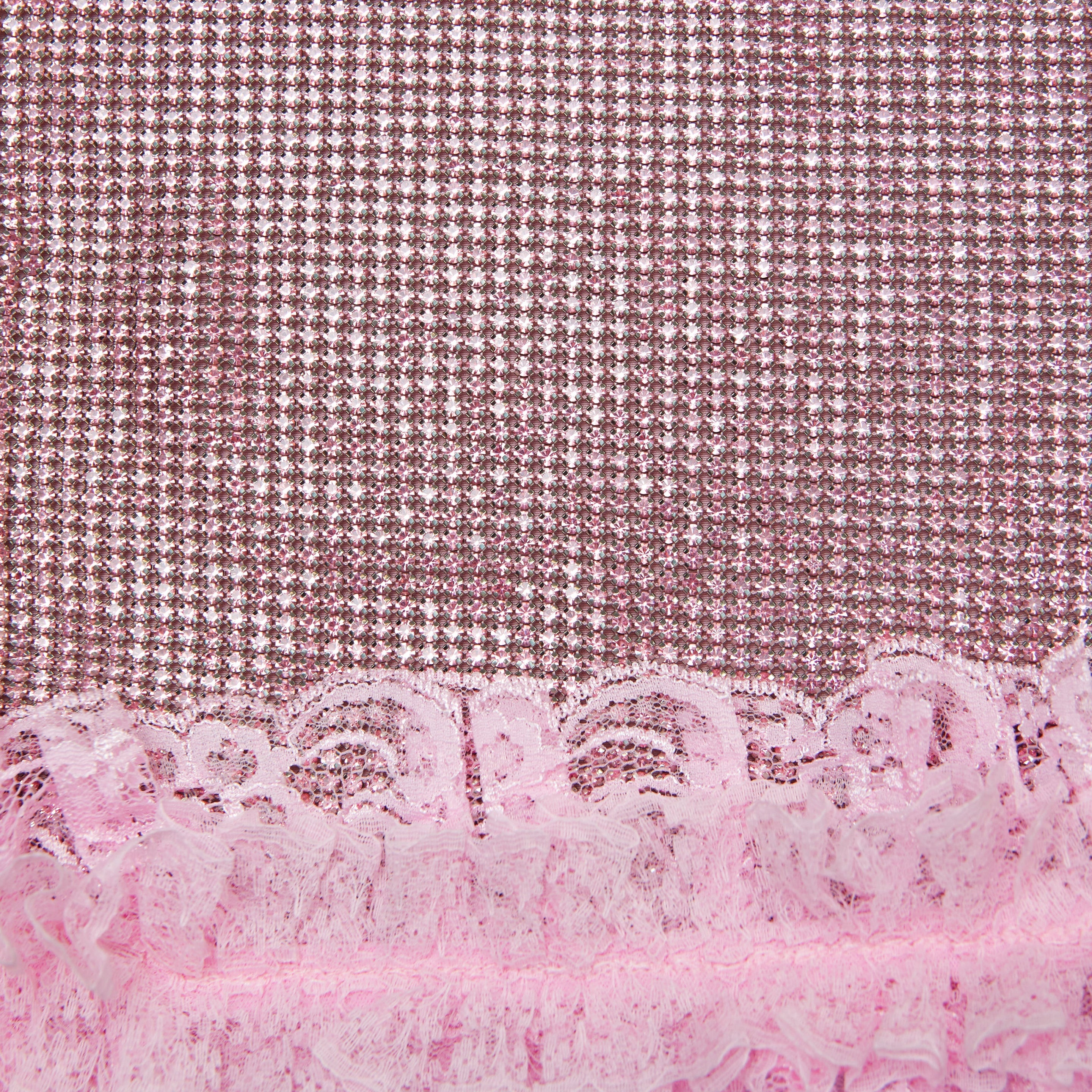 Pink Crystal Chainmail Mini Skirt - 5