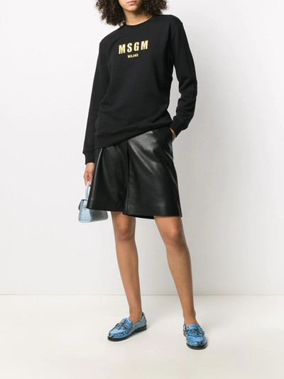 MSGM logo print cotton sweatshirt outlook