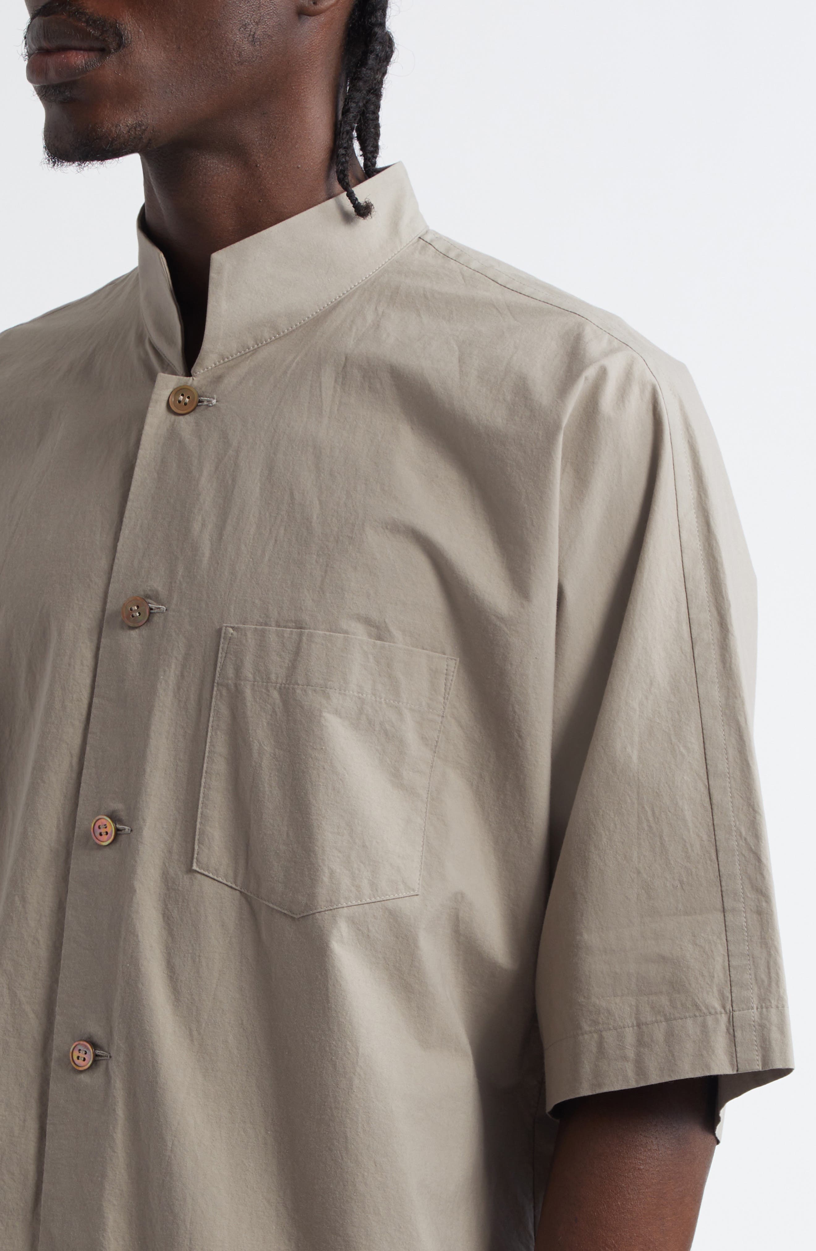Homme Plissé Issey Miyake Cotton Button-Up Shirt in Gray at Nordstrom - 5