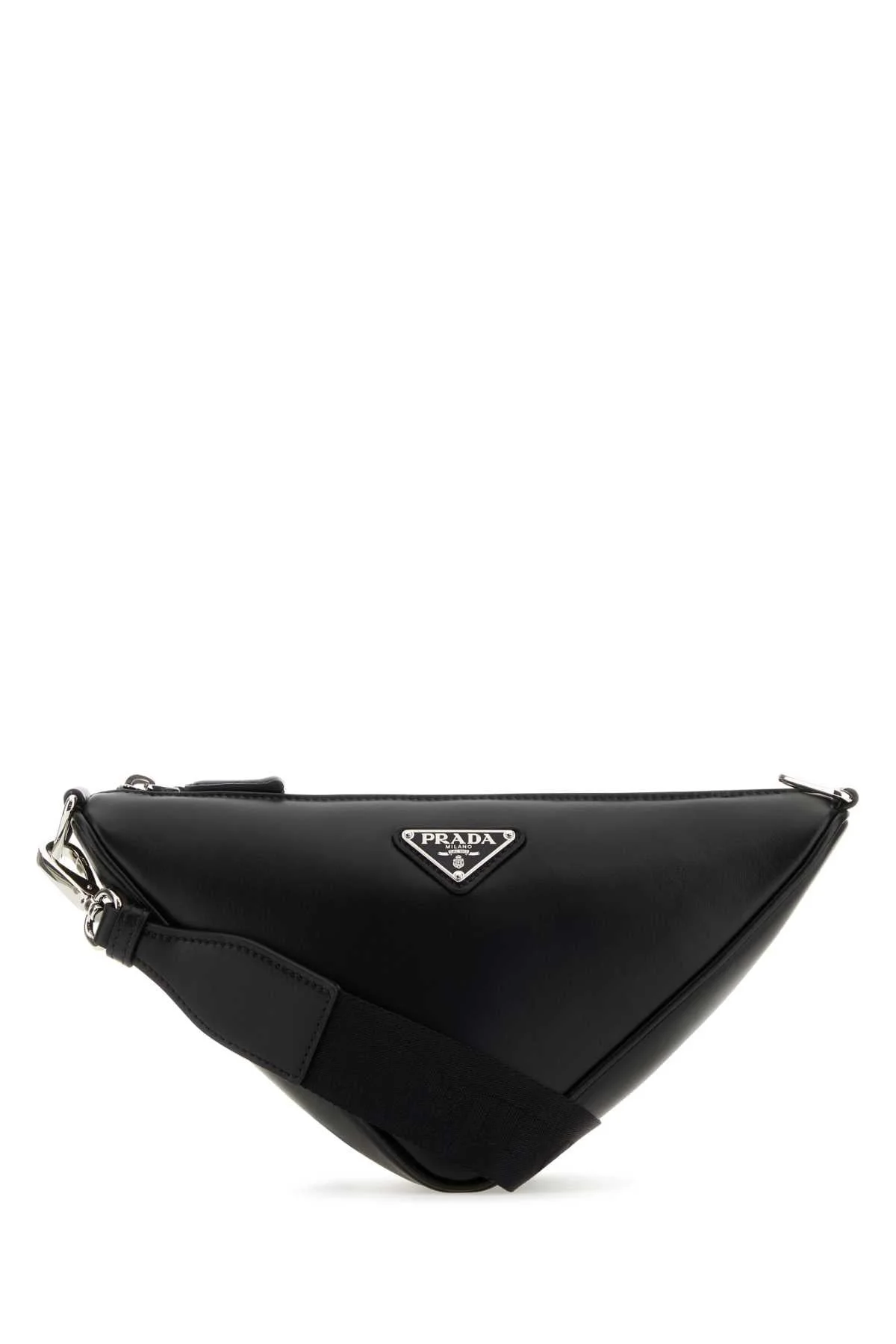 Prada Men Black Leather Triangle Crossbody Bag - 1