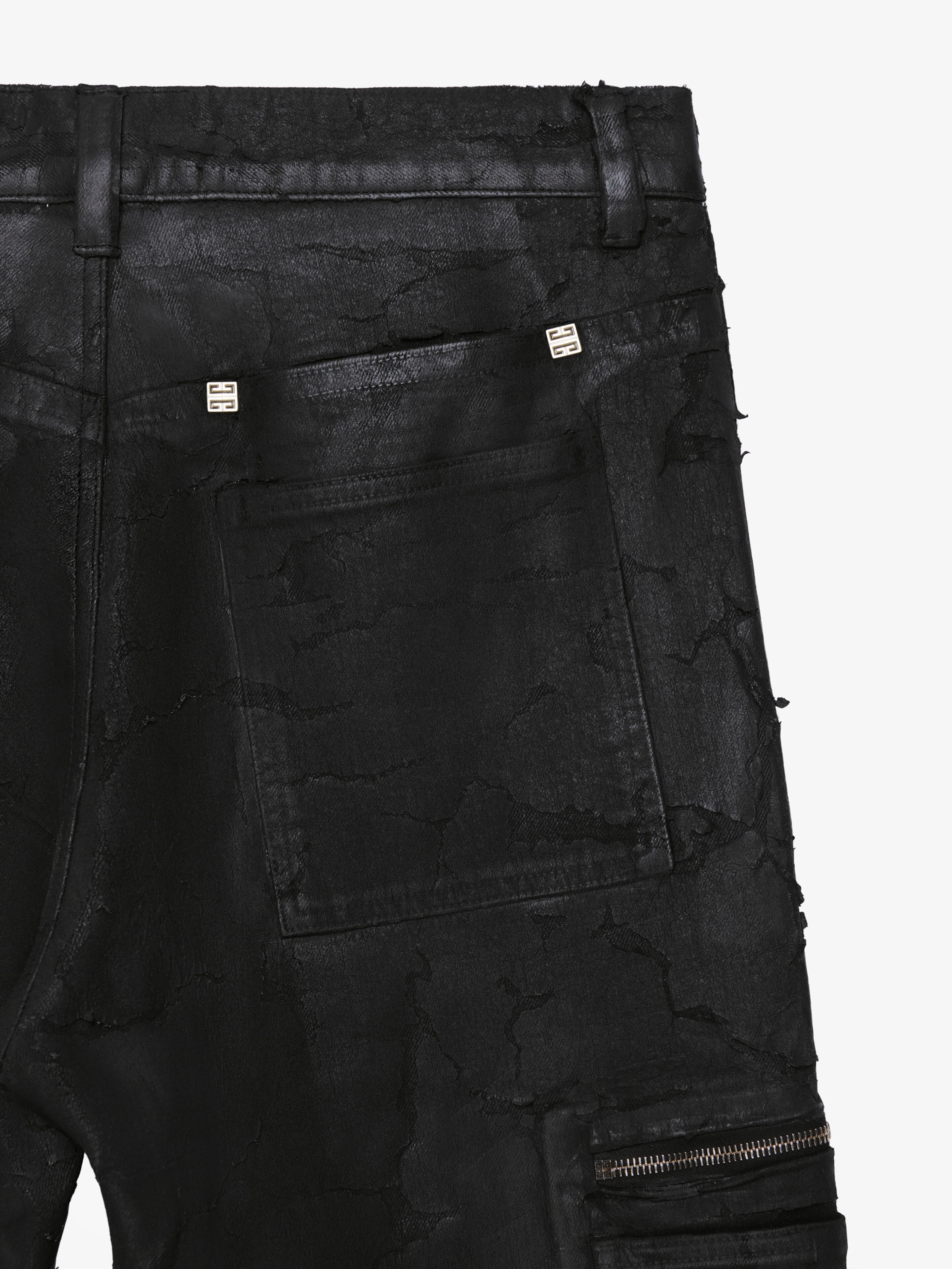 LOOSE FIT JEANS WITH ZIPPERS IN CRACKED DENIM - 6