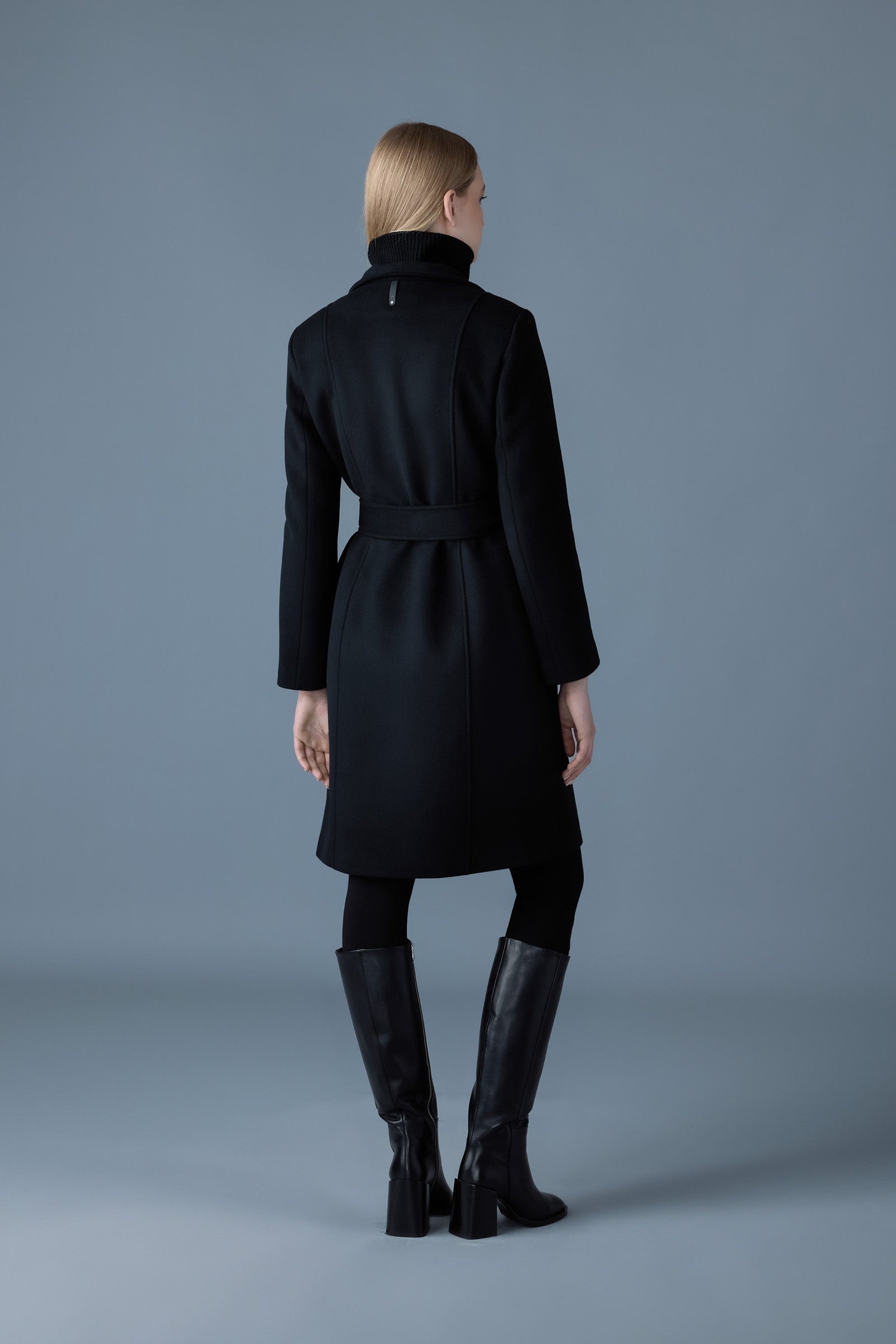 NORITA 2-in-1 double face wool coat with sash - 4