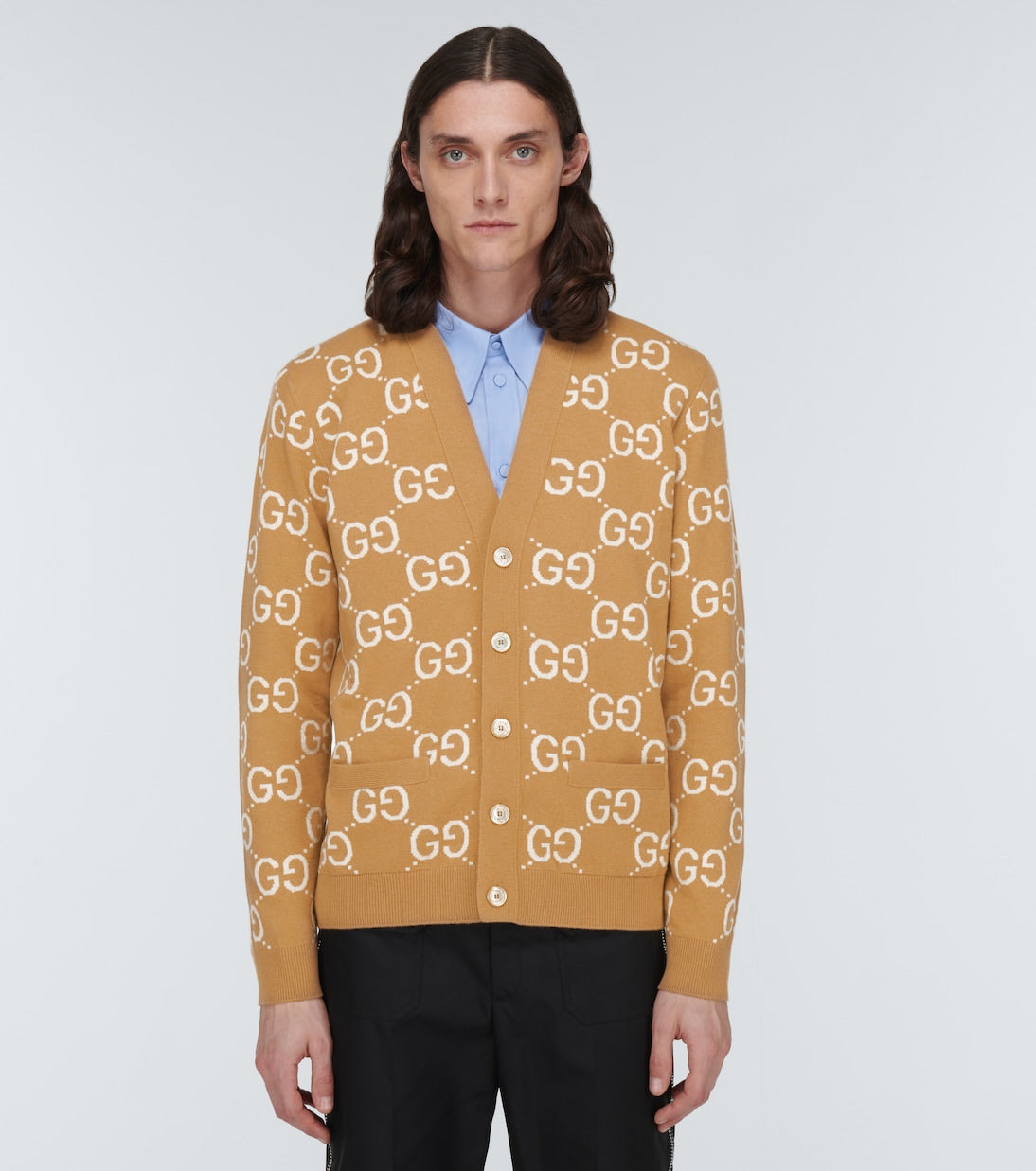 Gucci Men Gg Jacquard Wool Cardigan - 5