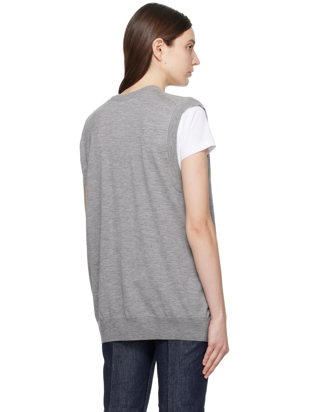 AURALEE Gray Hard Twist Vest | REVERSIBLE