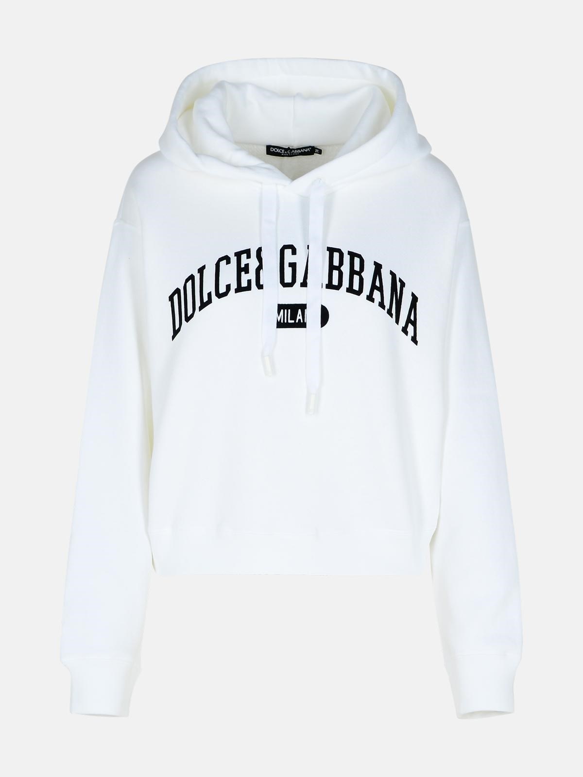 WHITE COTTON SWEATSHIRT - 1