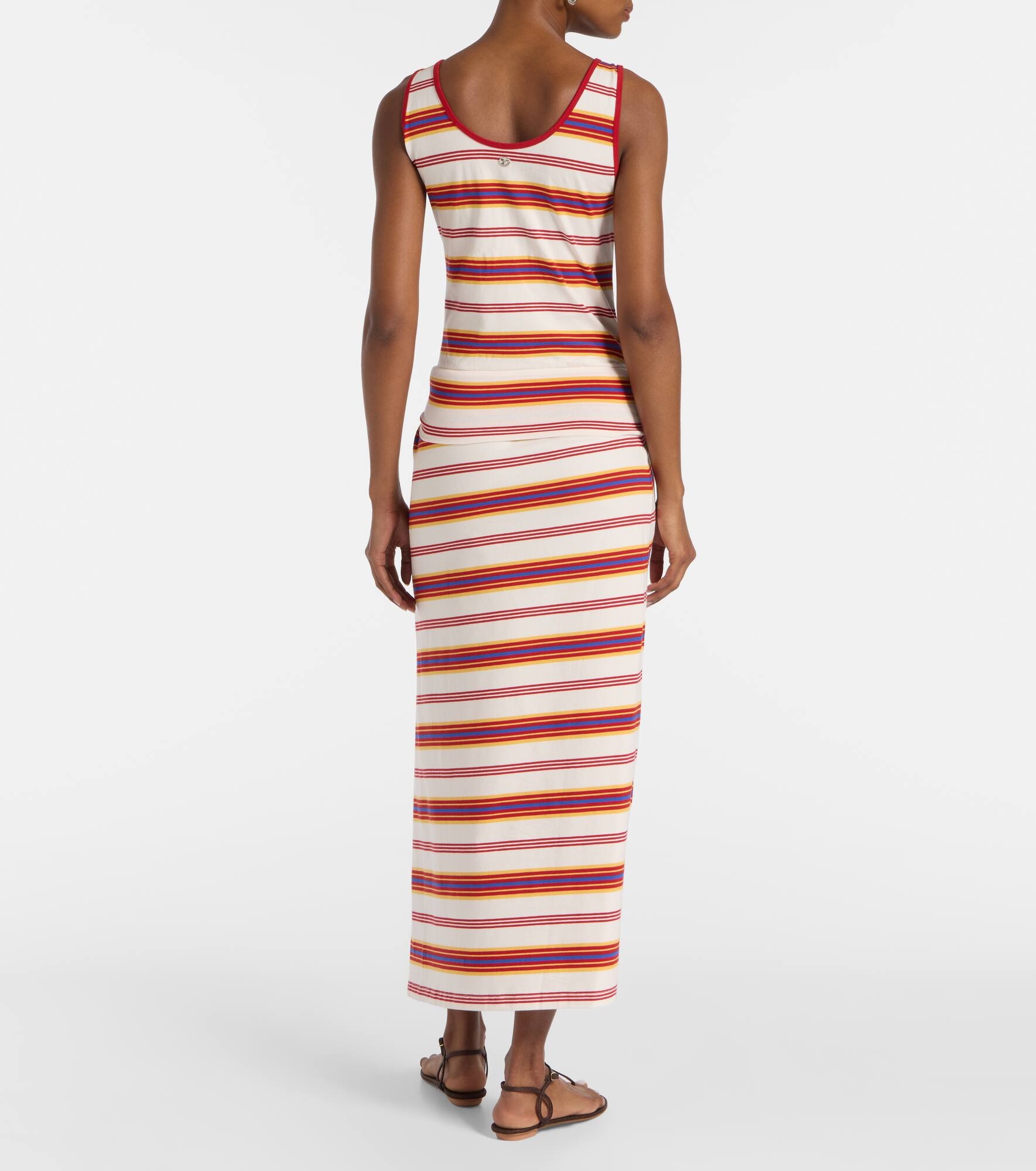 Striped cotton-blend jersey maxi dress - 3