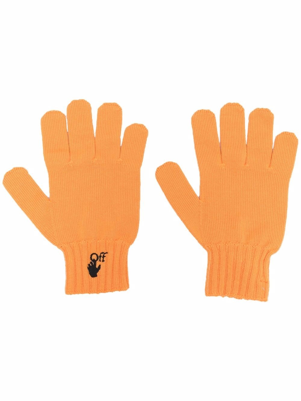 embroidered-logo knitted gloves - 1