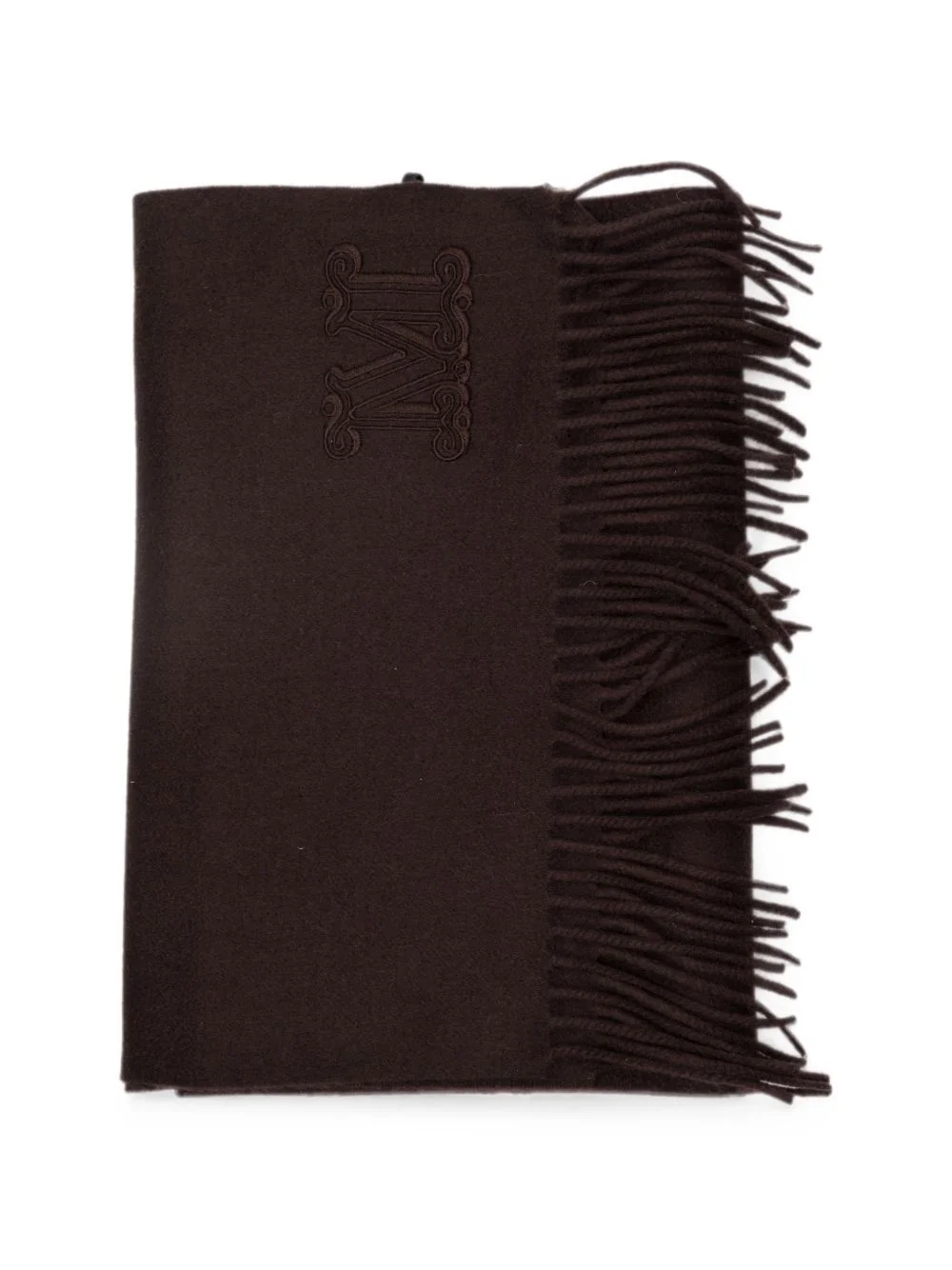 monogram fringed scarf - 1