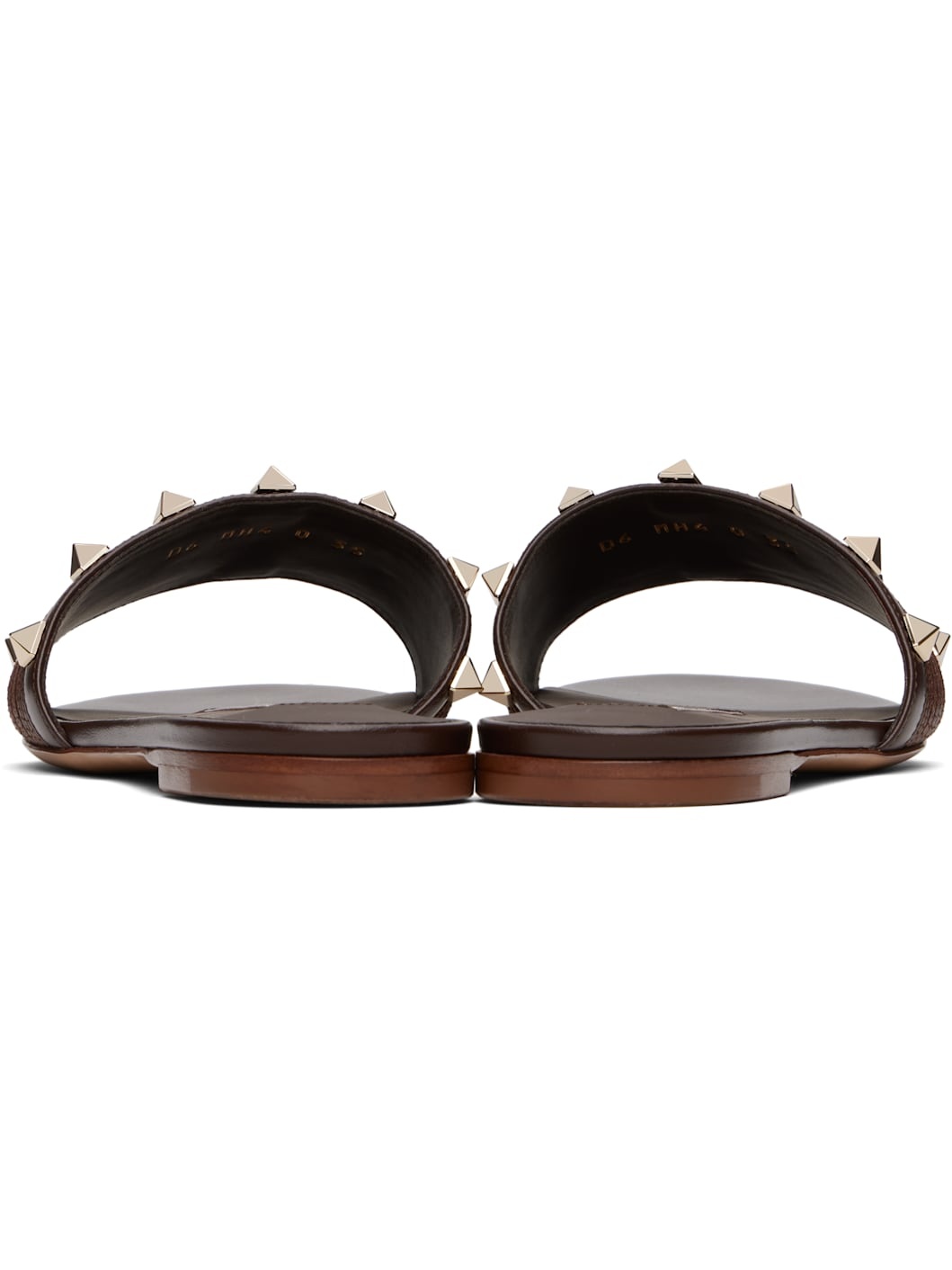 Brown Rockstud Slide Sandals - 2