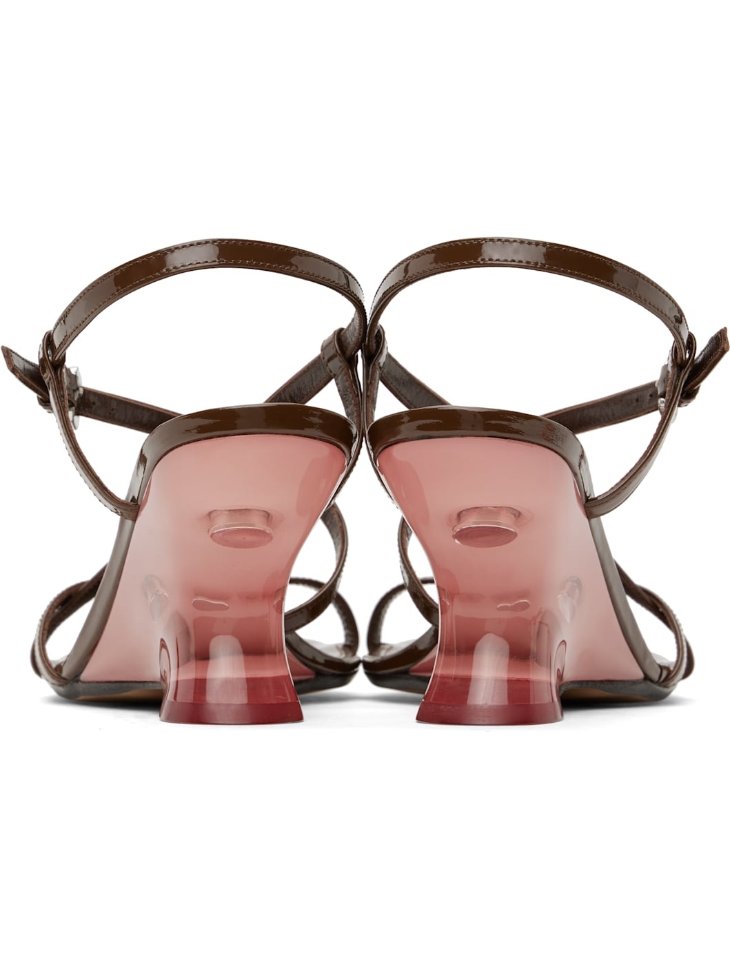 Brown Patent Leather Heeled Sandals - 2