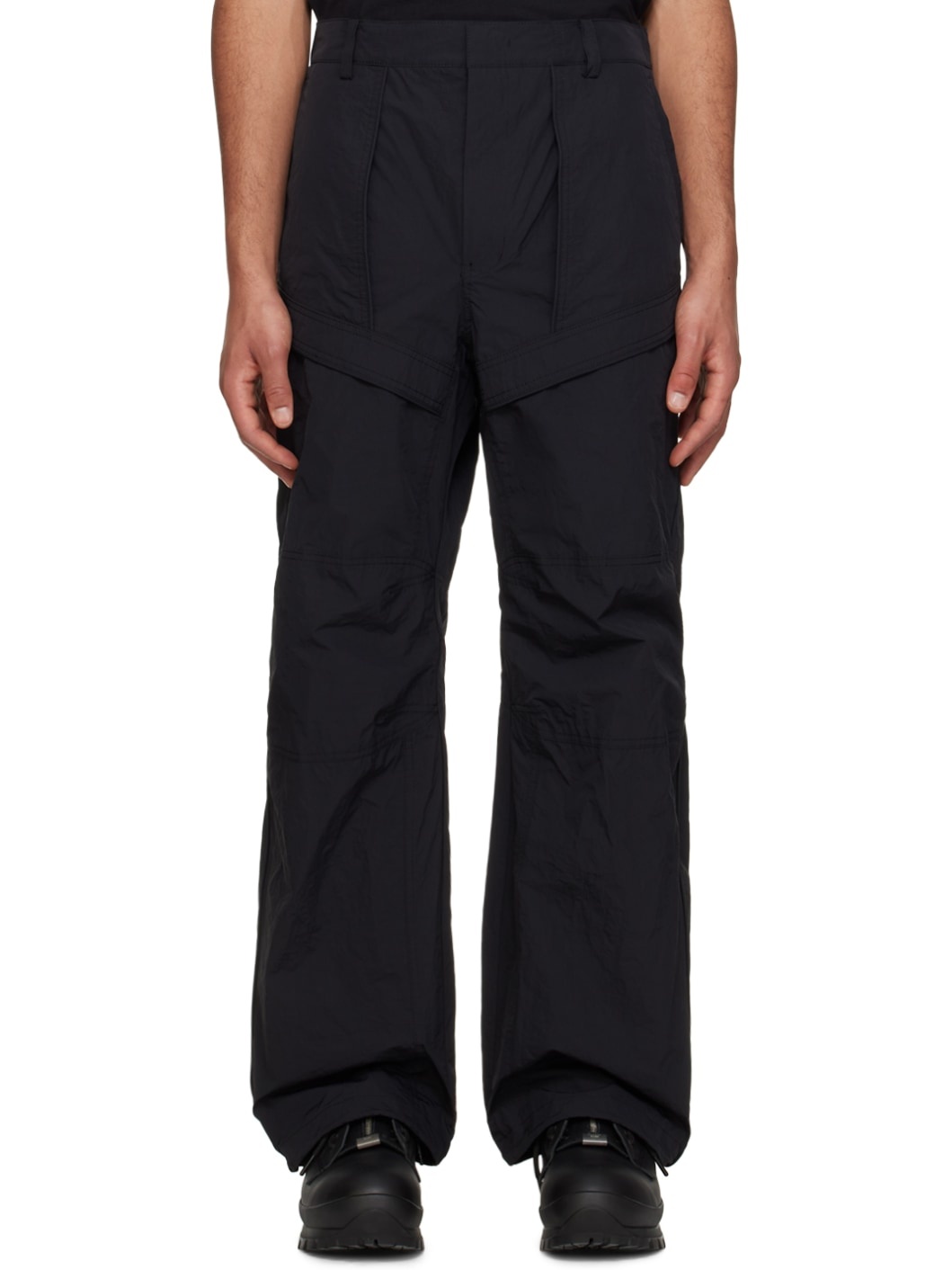Black Paneled Trousers - 1