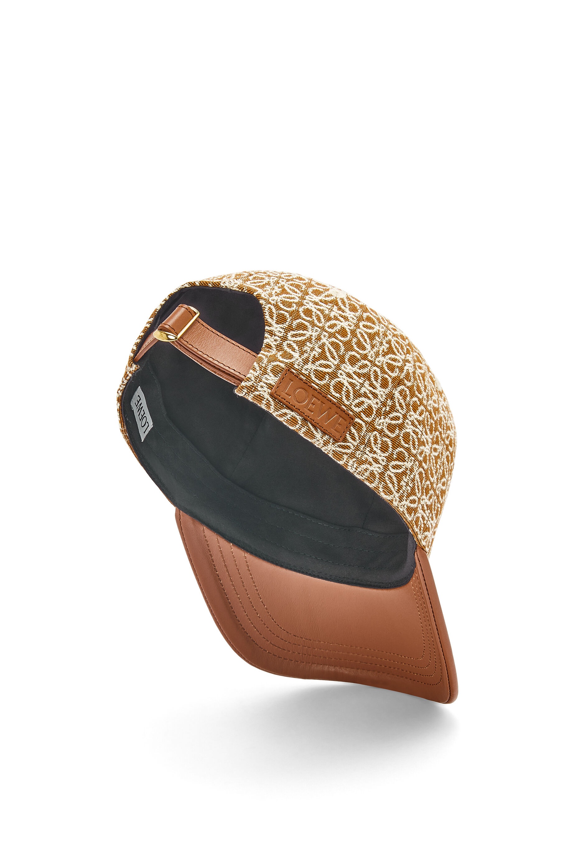 Anagram cap in jacquard and calfskin - 3