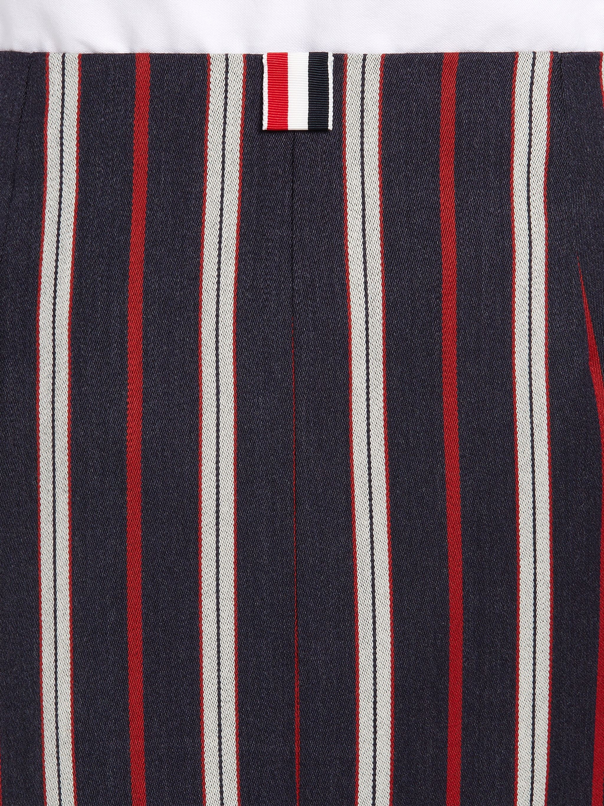Multi-Color Wool Cotton Suiting Variegated Rep Stripe Knee Length Sheath Pencil Skirt - 6