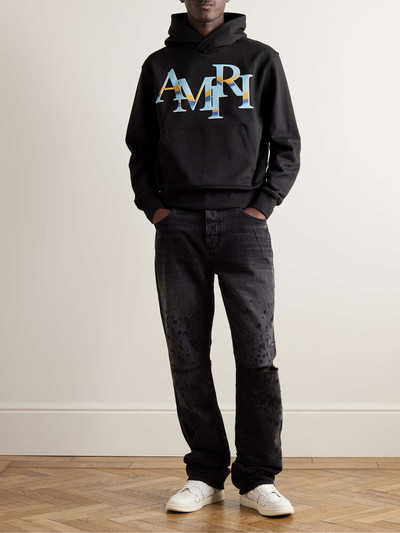 AMIRI Staggered Chrome Logo-Print Cotton-Jersey Hoodie outlook