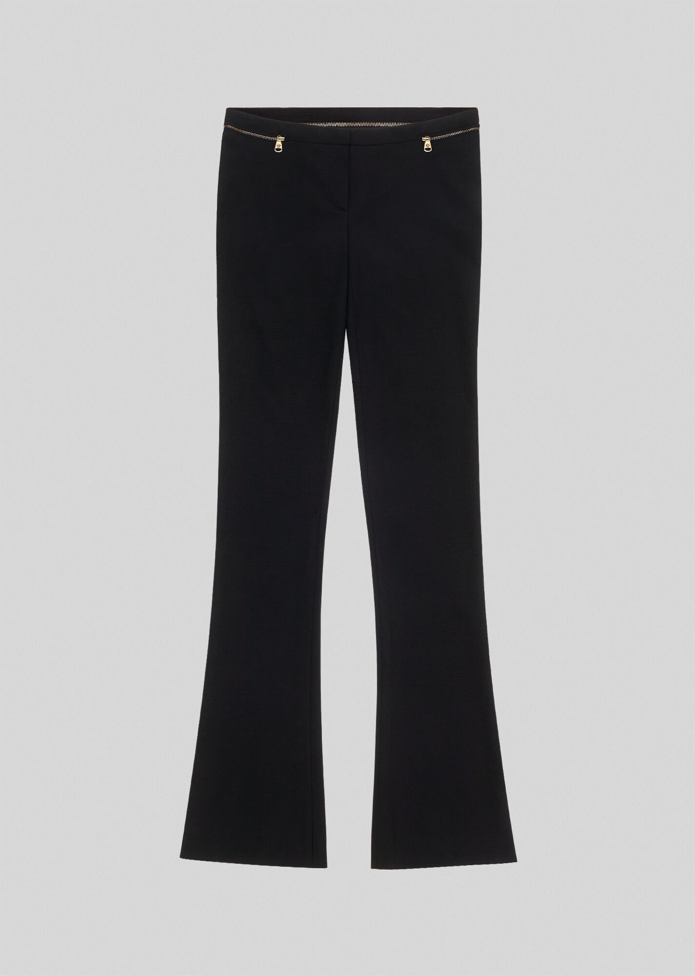 Zip Accent Wool Flared Trousers - 1