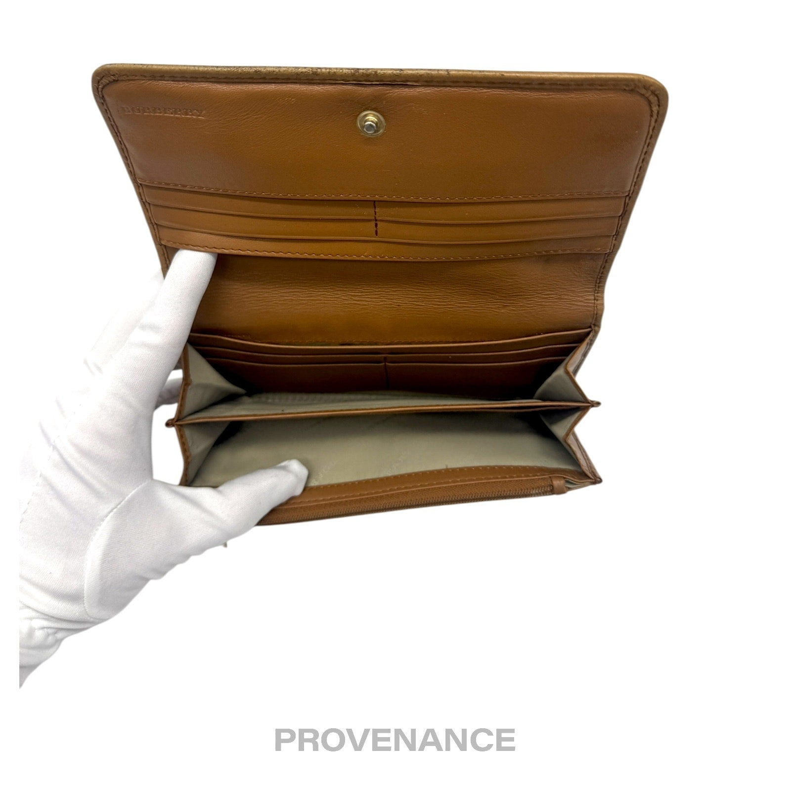 Burberry Long Snap Wallet - Haymarket Check Brown - 6
