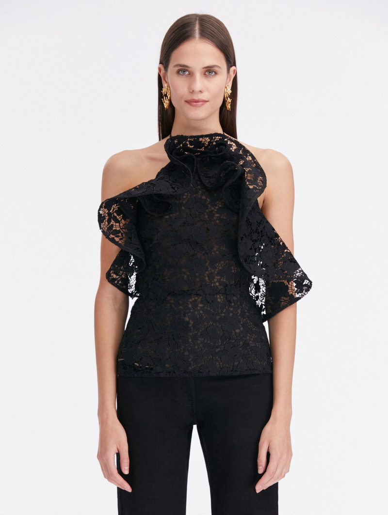 GARDENIA GUIPURE RUFFLE BLOUSE - 1