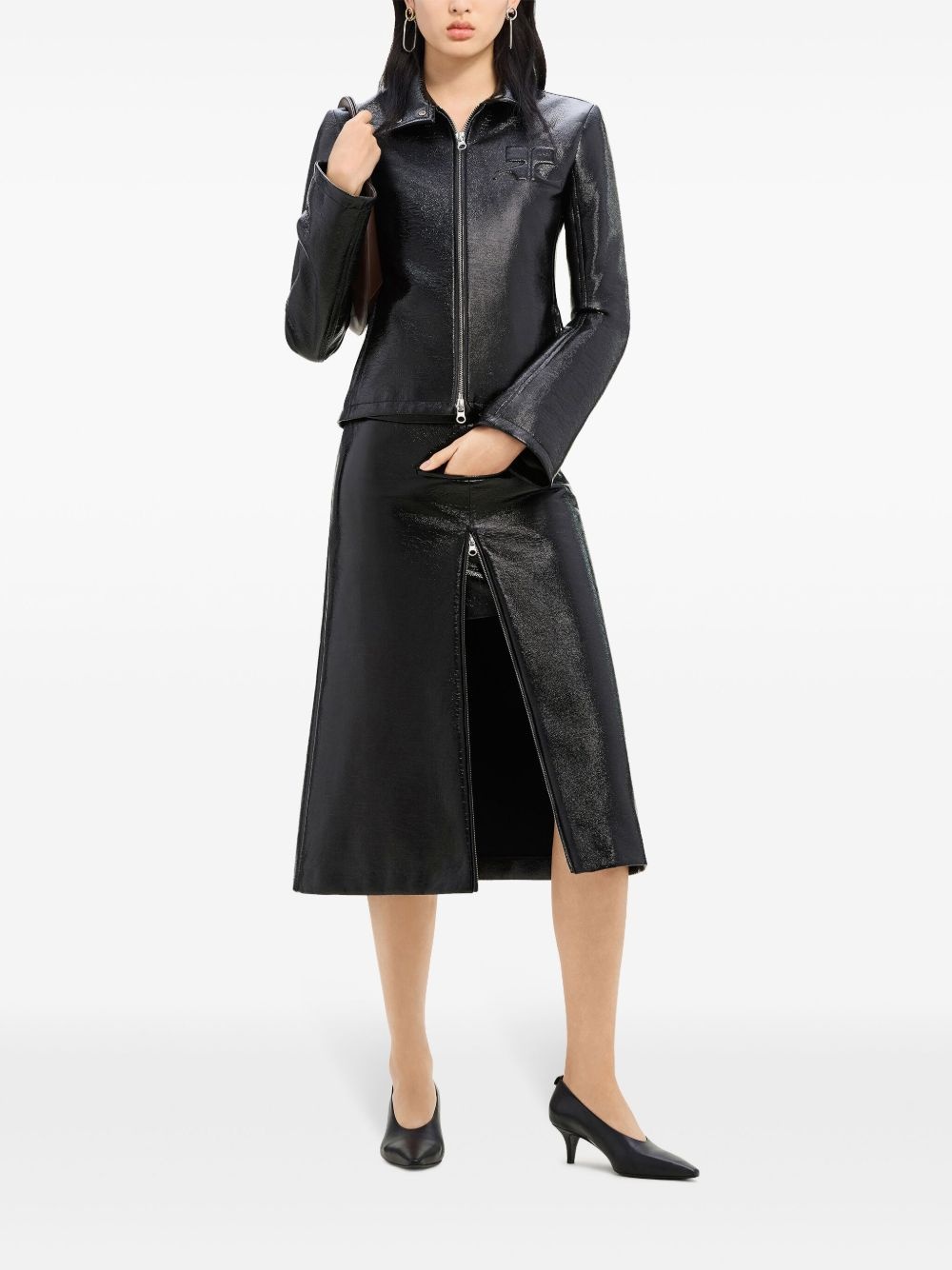embossed-logo zip-fastening jacket - 2