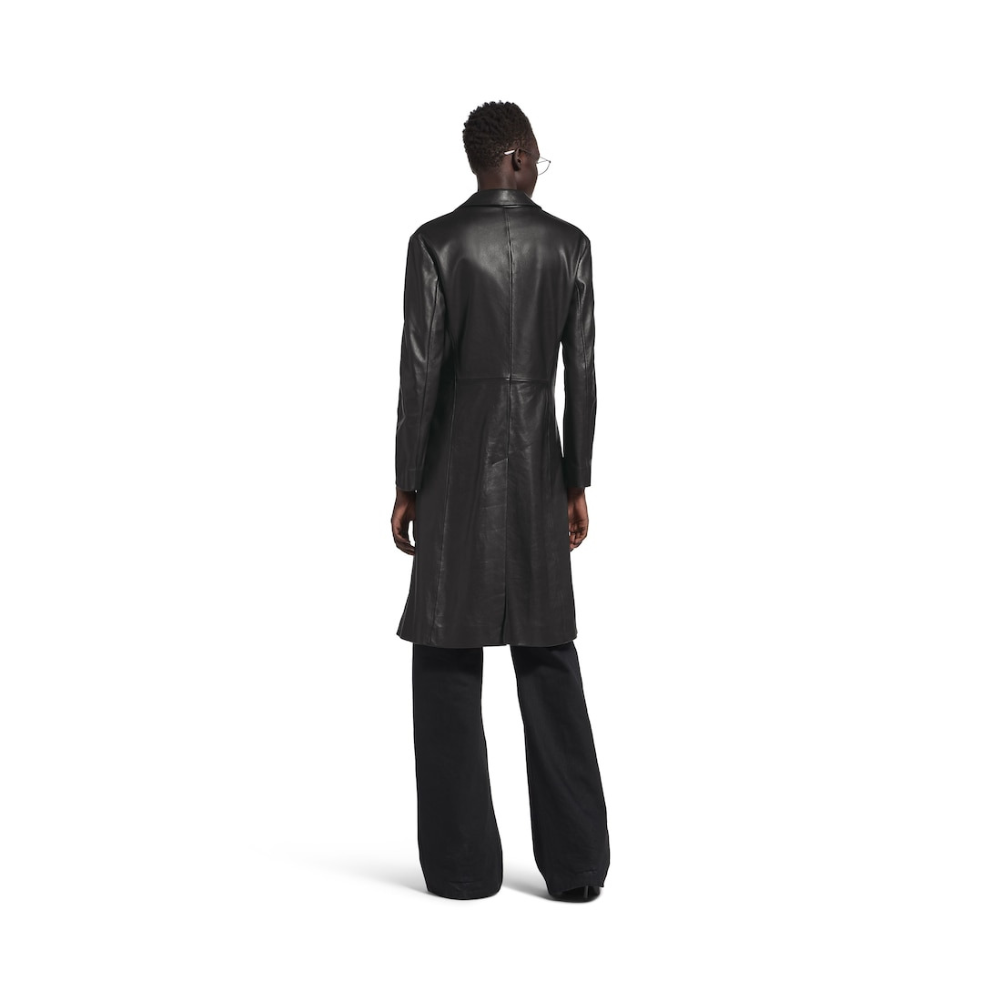 Women's Fitted Coat in Black - 4